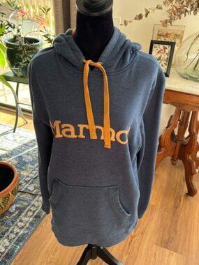 Marmot Mens Blue Fleece Hoodie Kangaroo Pockets Cozy M